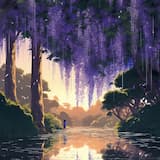 past the wisteria trees